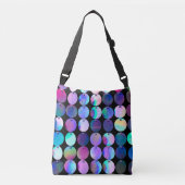 メタリック虹色の紫の青の円 クロスボディバッグ (正面)