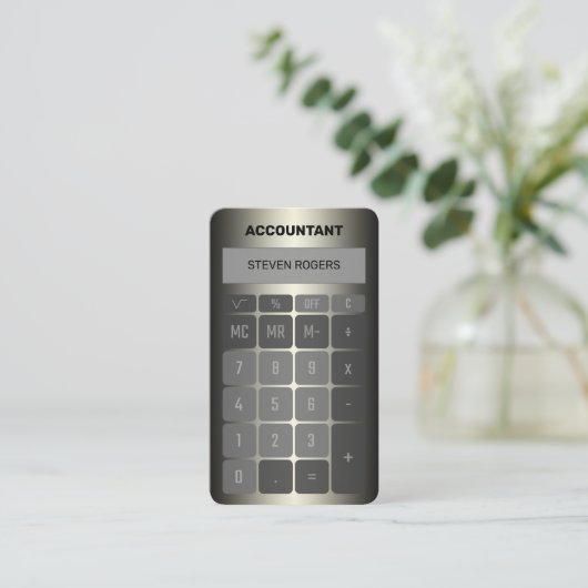 メタリック計算フェイク機 名刺 (スタンド正面)