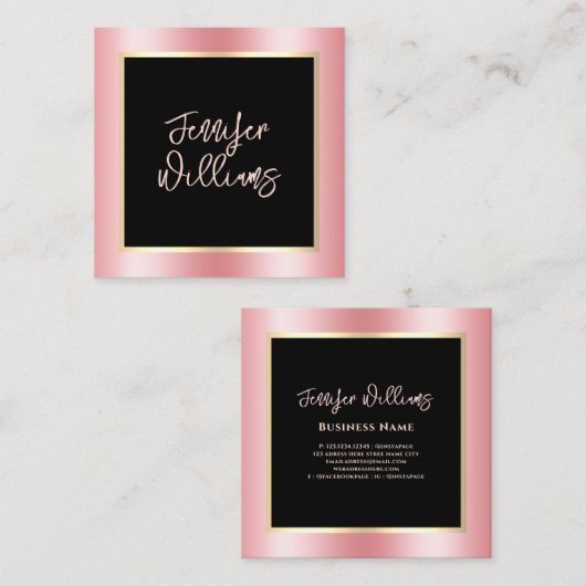 メタリック赤面金ゴールドメイクアップアーティストモダン スクエア名刺 (正面/裏面)