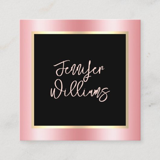 メタリック赤面金ゴールドメイクアップアーティストモダン スクエア名刺 (正面)