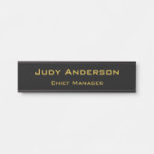 メタリック金ゴールドとブラックプロフェッショナルモダン エレガント サインプレート (正面)