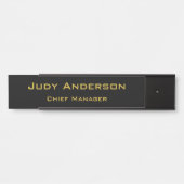 メタリック金ゴールドとブラックプロフェッショナルモダン エレガント サインプレート (正面)