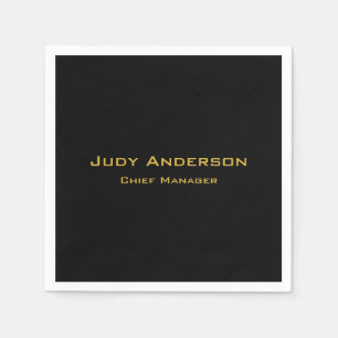 メタリック金ゴールドとブラックプロフェッショナルモダン エレガント スタンダードカクテルナプキン