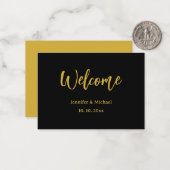 メタリック金ゴールドとブラックプロフェッショナルモダン エレガント ノートカード (正面/裏面インサイチュ)