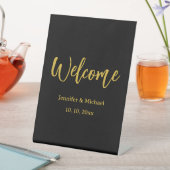 メタリック金ゴールドとブラックプロフェッショナルモダン エレガント 台座サイン (インサイチュ)