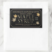 メタリック金ゴールドとブラックメープルシロップ葉付き 長方形シール (バッグ)