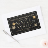 メタリック金ゴールドとブラックメープルシロップ葉付き 長方形シール (封筒)