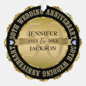 メタリック金ゴールドと結婚ブラックの記念日 オーナメントカード (裏面)