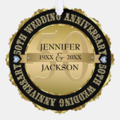 メタリック金ゴールドと結婚ブラックの記念日 オーナメントカード (正面)