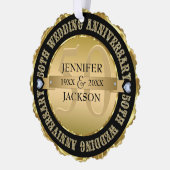 メタリック金ゴールドと結婚ブラックの記念日 オーナメントカード (左)