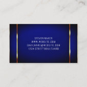 メタリック金ゴールドアクセント（青） 名刺 (裏面)