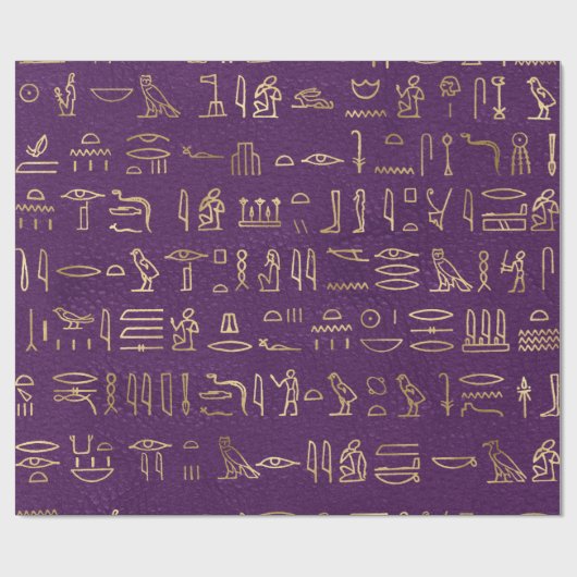 メタリック金ゴールドエジプト絵文字の紫 ラッピングペーパー (フラット)