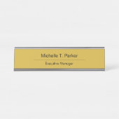 メタリック金ゴールドエレガントカラー平滑ミニマル デスクネームプレート (正面)