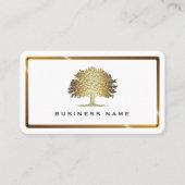 メタリック金ゴールドオールドオークエレガントツリー 名刺 (正面)