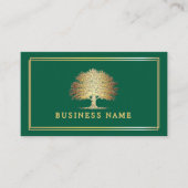 メタリック金ゴールドオールドオークエレガントツリー 名刺 (正面)