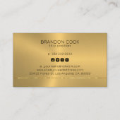 メタリック金ゴールドシストライプャイニーアクセント名刺 名刺 (裏面)