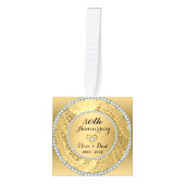 メタリック金ゴールドダマスク&ダイヤモンド – 50周年記念 キューブオーナメント (正面)