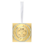 メタリック金ゴールドダマスク&ダイヤモンド – 50周年記念 キューブオーナメント (右)