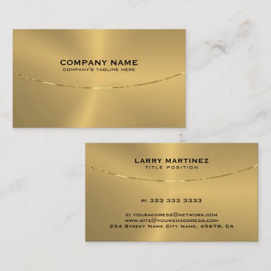メタリック金ゴールドテクスチフェイクャのイメージ 名刺 (正面/裏面)