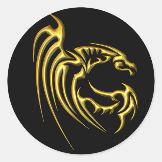 メタリック金ゴールドドラゴン ラウンドシール (正面)