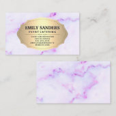 メタリック金ゴールドパープルマーブルテクスチャ 名刺 (正面/裏面)