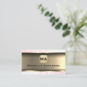 メタリック金ゴールドピンクマーブル 名刺 (スタンド正面)