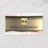 メタリック金ゴールドピンクマーブル 名刺 (正面)
