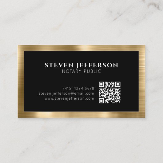 メタリック金ゴールドブラックプロフェッショナル公証人 名刺 (裏面)