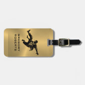 メタリック金ゴールドブラック通りダンサーのシルエット ラゲッジタグ (正面横)