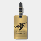 メタリック金ゴールドブラック通りダンサーのシルエット ラゲッジタグ (正面縦)