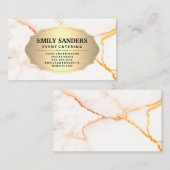 メタリック金ゴールドホワイトマーブルテクスチャ 名刺 (正面/裏面)