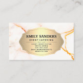 メタリック金ゴールドホワイトマーブルテクスチャ 名刺 (正面)