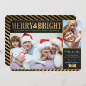 メタリック金ゴールドメリーとブライトホリデーカード シーズンカード (正面/裏面)