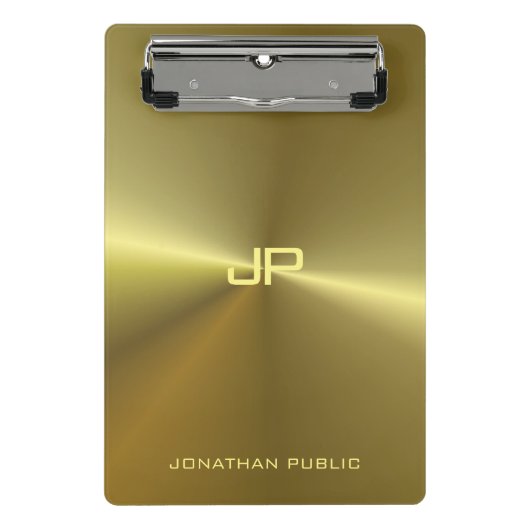 メタリック金ゴールドルエレガントック ミニクリップボード (正面)