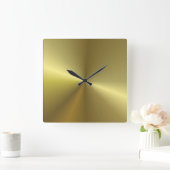 メタリック金ゴールドルックのバックグラウンドモダンテンプレート スクエア壁時計 (ホーム)