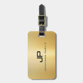 メタリック金ゴールドルックグラムテンプレートモノグラム ラゲッジタグ (正面縦)