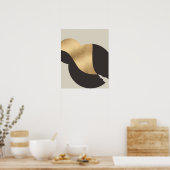 メタリック金ゴールドルックファウンテンペン&インクアートプリント ポスター (キッチン)