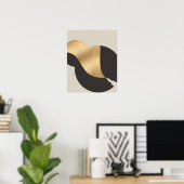 メタリック金ゴールドルックファウンテンペン&インクアートプリント ポスター (ホームオフィス)