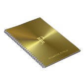 メタリック金ゴールドルックモモダンノグラムテンプレート ノートブック (右側)