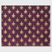 メタリック金ゴールドワインボトルとマルーンの眼鏡 ラッピングペーパー (フラット)