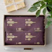 メタリック金ゴールドワインボトルとマルーンの眼鏡 薄葉紙 (ギフト)