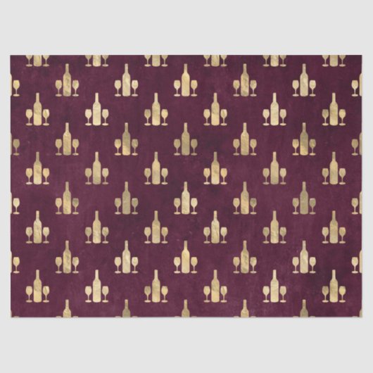 メタリック金ゴールドワインボトルとマルーンの眼鏡 薄葉紙 (正面)