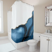 メタリック金ゴールド瑪瑙の美しいネイビーブルー シャワーカーテン (インサイチュ)