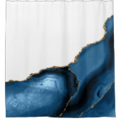メタリック金ゴールド瑪瑙の美しいネイビーブルー シャワーカーテン (正面)