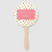 メタリック金ゴールド紙吹雪とピンクバースデーパーティー ハンドファン (裏面)
