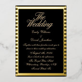 メタリック金ゴールド結婚ダーク 箔招待状 (正面)