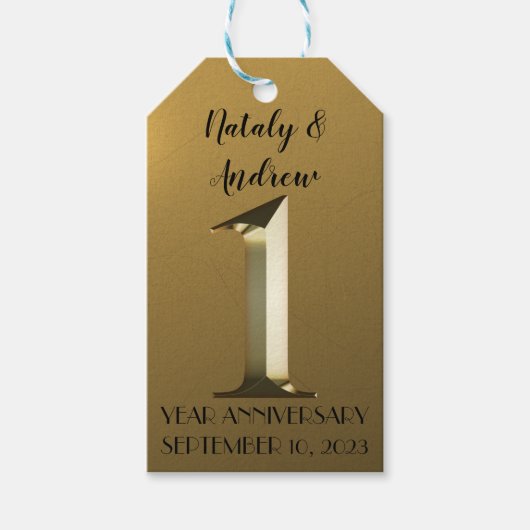 メタリック金ゴールド結婚1周年 ギフトタグ (正面)