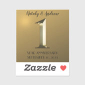 メタリック金ゴールド結婚1周年 シール (シート)