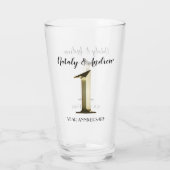 メタリック金ゴールド結婚1周年 タンブラーグラス (裏面)