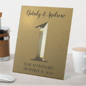 メタリック金ゴールド結婚1周年 台座サイン (インサイチュ)